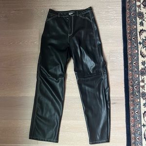 Dynamite Faux Leather Pants contrast stitch black size 4
